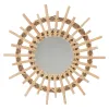 Miroirs Miroir de maquillage en rotin mural en osier tissage décoratif Boho décoration Style européen tissé à la main intérieur en bois miroir de maquillage rustique