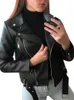 Women's Leather Coat Jacket Short Korean PU Motorcycle Suit Slim Winter