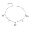 Anklets S925 Sterling Silver Pięcioczęściowy gwiazda Retro Anklet prosta słodka modna niszowa niszowa nisza