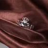 반지 핸드 하트 크라운 Claddagh Sier Ring Women 세련된 웨딩 밴드 Sterling Sier Jewelry 약혼 반지 여성 크기 411