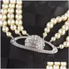 Beaded Halsband Mtilayer Pearl Necklace FL Diamond E Pendant Sier Designer Jewelry Womens Fashion Anniversary Presents Drop Delivery Pen Otutr