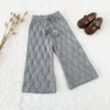 Trousers Deer Jonmi 2024 Autumn Winter Children Knitted Wide Leg Pants Solid Color Korean Style Baby Girls Casual Warm