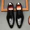 Carved Real Calf Leather Pointed Tip Oxfords Classic Dress Brand Soft Handmade Office Business Formal Shoes for Men