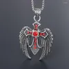 Pendant Necklaces MIQIAO Stainless Steel Titanium Red Zircon Gothic Eagle Vintage Collar Chains Necklace For Men Women Jewelry Gif232L