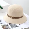Береты женские дышащие пляжные кепки пояс декор шляпы от солнца солнцезащитный крем шляпа-ведро рыбак отпуск ретро лето элегантный