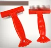 Hundkläder Dematting Comb for Dogs and Cats Tool Pet Detangler Diy Cat Grooming Rake Brush (Red)