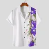 Camisas casuais masculinas camisa verão padrão floral havaiano algemado confortável manga curta botão acima tropical moda topo