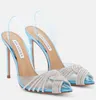 24 Verano de lujo Gatsby Sling Sandalias Zapatos Mujer Adornado con cristales Tiras Tacones altos torcidos Señora Bombas Fiesta Vestido de novia Sandalias Gladiador EU35-43