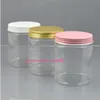 30pcs / lot 7OZ bouteilles de soins de la peau en gros 250g pots en plastique transparent avec couvercles conteneurs de maquillage maison en or rose 250ml 88oz Wtebr