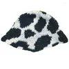 Bérets filles douces chapeau avec motif de vache respirant Cloch Vintage Crochet coloré Po accessoires couvre-chef DXAA