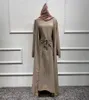 Ethnic Clothing Bangladesh Abaya Muslim Dress Women 3 Piece Ser Evening Dresses Moroccan Kaftan Lace-up Islamic Jilbab Hijab Vestidos