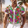 Camisas casuais masculinas camisa floral ao ar livre rua moda diária verão lapela manga curta botão design