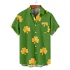Herren-Freizeithemden, St.-Day-Hemden, kurzärmeliges Button-Down-Strandblumenhemd und Shorts, luxuriös, lang, für Herren