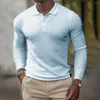 T-shirts pour hommes hommes bouton revers cou à manches longues hauts Sport Muscle T-Shirt chemisier T-Shirt hommes décontracté doux confort vêtements