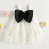 Flickaklänningar Pudcoco Infant Kids Baby A-Line Dress Sleeveless Bowknot Flower Sequined Tulle för Casual Daily Party 9M-2T