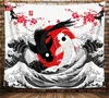 Tapissries Koi Fish Tapestry Japan Ocean Wave Sakura Wall Hanging Yin Yang Cherry Blossoms Home Living Room Filtduk