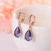 Boucles d'oreilles DIWENFU 18K couleur or améthyste bijoux boucle d'oreille pour femmes Aros Mujer Oreja goutte d'eau améthyste Orecchini grenat boucles d'oreilles