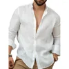 Men's Casual Shirts Classic Solid Color Long Sleeve Shirt Collar Tops Blouse Beach Button Down T For Everyday Wear