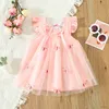 Flickans klänningar Baby Girls Cute Farterfly Decor Ruffle Trim Mesh Dress Clothes for Summer 468 Säljs av