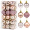 36 pièces boules de noël en plastique or Rose ornement 4 cm accrocher boule pendentif intérieur nouvel an arbre de noël décor maison décoration de noël P205q