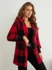 Elegante Plaid Flanel Jasje Vrouwen Herfst Winter Mode Lange Mouw Vest Jassen Casual Losse Jassen Dames 240125