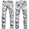 Skinny Jeans Floral Pant Slim Fit Stretch Denim Casual Jeans for Men