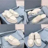 Designer Monolith Women Sandal Comfort Mules Loafers Triangle Black White Leather Platform Shoe EU35-41 Withbox 516
