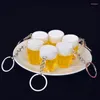 Dekorativa blommor 6st Simulering Beer Mug Key Chain Creative Cup Pendant Keychain Food Prop Home Decoration for Kids