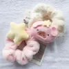 Anneau circulaire en forme de cochon en peluche pour gros intestin, corde en forme d'étoile à cinq branches, bande en cuir douce et mignonne pour fille, accessoires pour cheveux d'automne et d'hiver