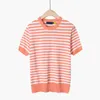 24SS Summer Luxury Femmes Knit T-shirt Designer Polos Femmes Marque Polo High Street Broderie Stripe Impression Vêtements