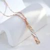 Chains Kinel Fashion Geometric Hollow Zircon Pendant Necklace 585 Rose Gold And Silver Dichroic Plating Wedding Daily Fine Jewelry Gift