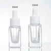 Clear Square Glass Droper Bottle Essential Oil Parfume Bottle 15 ml med vit/svart/guld/silverlock Kormw Ucsnh