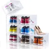 접이식 아크릴 플레이트 신발 저장 상자 상자 공간 저장 쌓을 수있는 두꺼운 신발 스니커 스토리지 주최자 케이스 어셈블리 240125