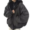 Casacos femininos tpjb adicionando veludo e espessamento jaquetas vestindo parkas de algodão em ambos os lados outerwear inverno solto com capuz