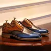 Dress Shoes Patent Leather Men's Brock Vintage Matching All With Lead Layer Cowhide