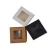 30 peças caixa de presente preta para embalagem pequena caixa de presente branca com janela caixas de papel kraft marrom embalagem personalizada 1291j