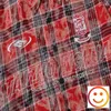 Męskie koszule Red Stripe Plaid Shirt Mężczyźni Kobiety Wysokiej jakości bawełniany krótkie topy ubrania hem burr