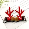 Hårtillbehör 2st/set Kawaii Christmas Antler Hairpin Elk Ear Bell Clip Söta huvudkläder God dekorationer för hem xmas ornament