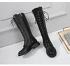 Boots 2024 نساء من الدراجات النارية المتقاطع مع Stovepipe High High Bottes Long Tube Tube Heels Chick Riding Knight Botas Mujer Plus Size34-43