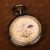 Pocket Watches Stainless Steel Alloy Metal Sun Moon Star Movement Watch Transformation Mechanical