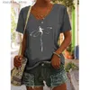 Dames T-shirt Dames T-shirt Zomer Dragonfly Print Tops Tees Casual Dagelijks V-hals Blouse Dames Oversized Pullovers Meisjes minimalistische kleding 240130