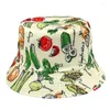 قبعة دلو على الوجهين على الوجهين غير الرسميين المضادين لأحراف الشمس الفاكهة الربيع الصيفية الصياد قبعة الرجال النساء