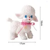 Figurine decorative Bambole di pecora classiche retrò Giocattolo Ragazza carina Decorazione a forma di cuore Fiocco di nastro rosa Decorazione di agnello per camera da letto Regalo di compleanno