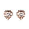 Brincos de garanhão 925 prata esterlina coração luxo feminino rosa cor de ouro jóias para mulheres diamante brilhante casamento vintage