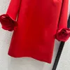 Va1ent! Sem vestido feminino 2024 Vestidos de designer feminino da primavera Rouva de manga de rosa de luxo para mulheres vestidos de aniversário sexy vestido vermelho