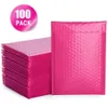 100 pièces enveloppes à bulles enveloppes rembourrées doublées Poly Mailer enveloppes roses auto-scellantes avec sac d'expédition à bulles Packages1260O