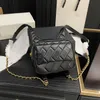 Designer 24C Leather Luxury Mini Backpack Top Quality Book bag Gold Buckle Chain Adjustable Shoulder Strap Leather Backpack Womens Black Bag 231215