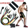 US Stock Fast 11st Set övningar motståndsband Latex Tubes Pedal Body Hem Gym Fitness Training Workout Yoga Elastic Pull Rope2408