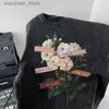 Women's T-Shirt American retro personalized rose print graphic T shirt summer y2k street couple Gothic hip-hop round neck oversized T shirt top 240130