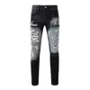 Nuovi jeans viola jnco jeans 1322 High Street europeo e americano Trendy Brand Hole Patch Patch Nero ksubi Jeans Retro elastico da uomo Slim Fit jeans y2k veri jeans